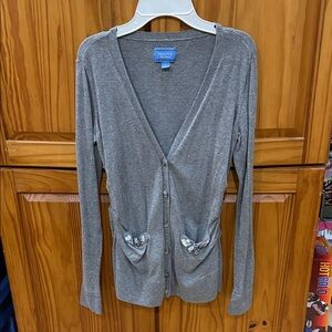 Vera Wang Gray Cardigan Sweater